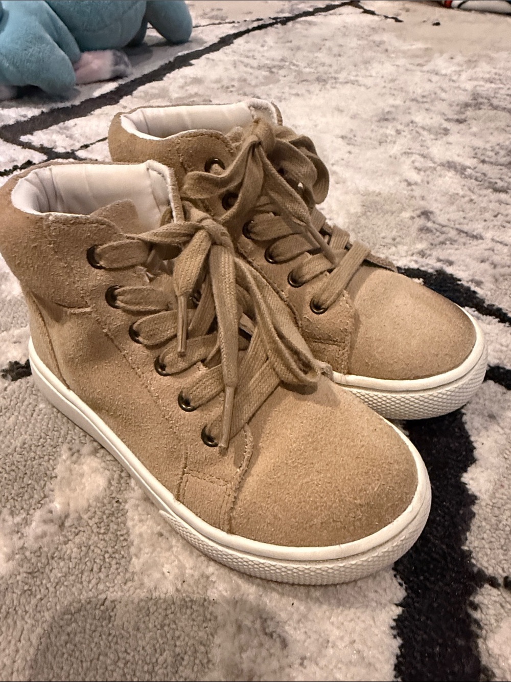 Janie & Jack boys size 10 Tan High-Top Suede Sneakers
